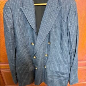 Ralph Lauren Navy Pinstripe Double-Breasted Blazer